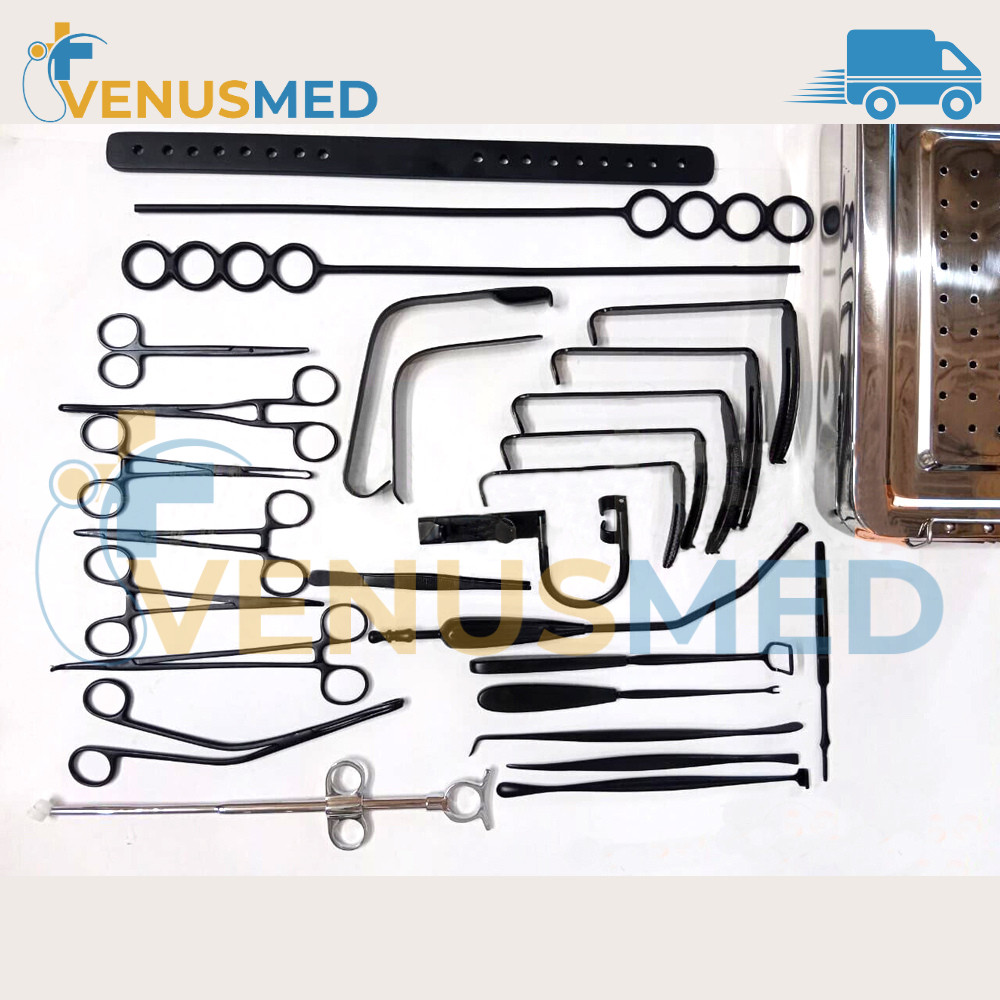 Tonsillectomy and Adenoidectomy Set Reusable Instruments Set Black Coated 27 Pc