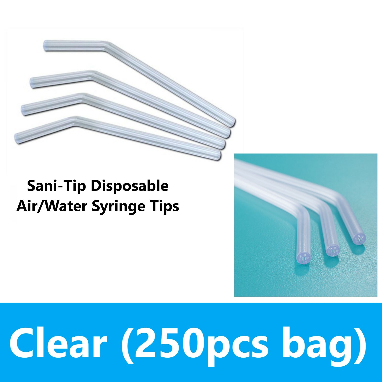 Dental Air Water Syringe Clear 3 Way Syringe Tips, SANI-TIP Type (250pcs/bag)