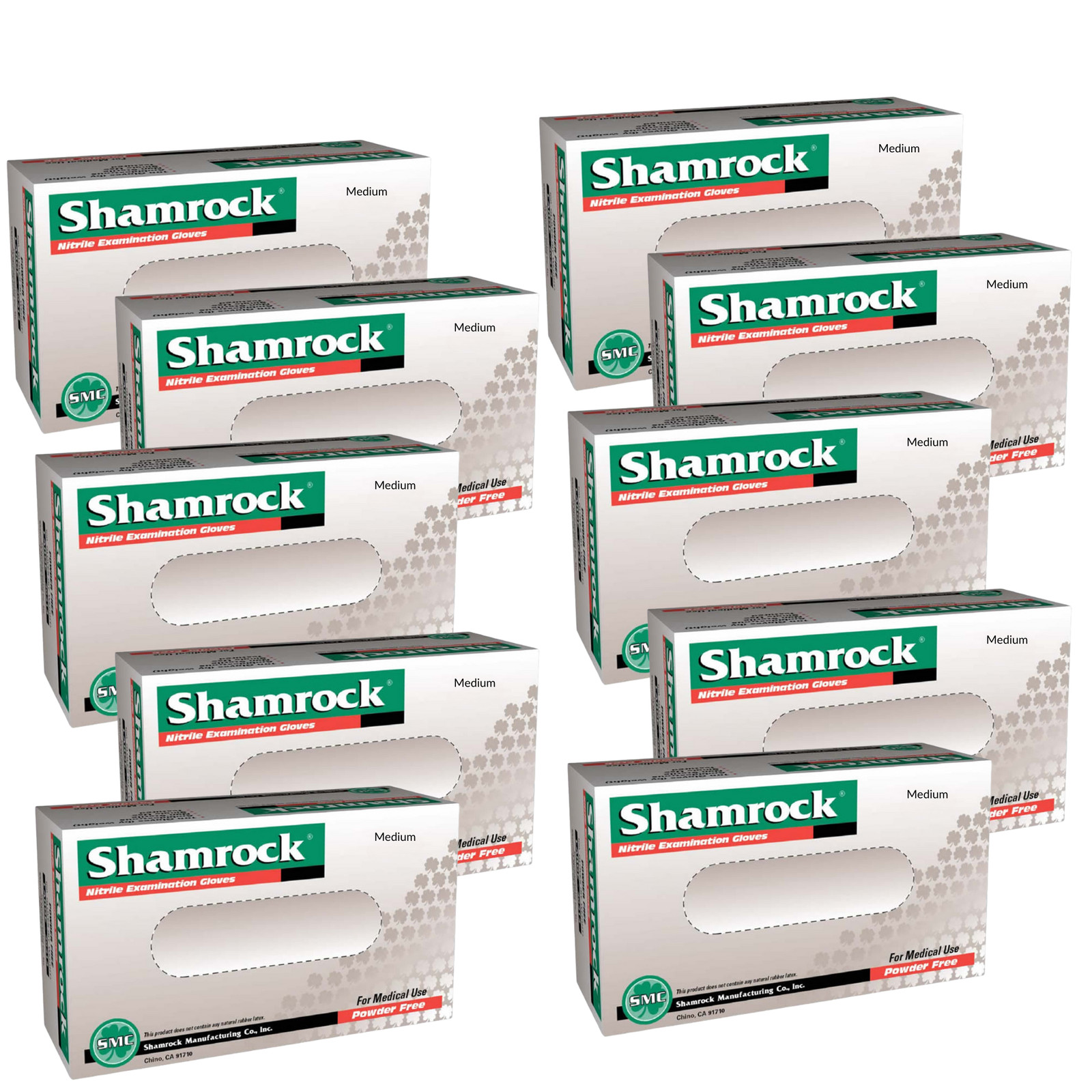 MEDIUM Shamrock Nitrile Exam Gloves 1 CASE- 10 BOXES