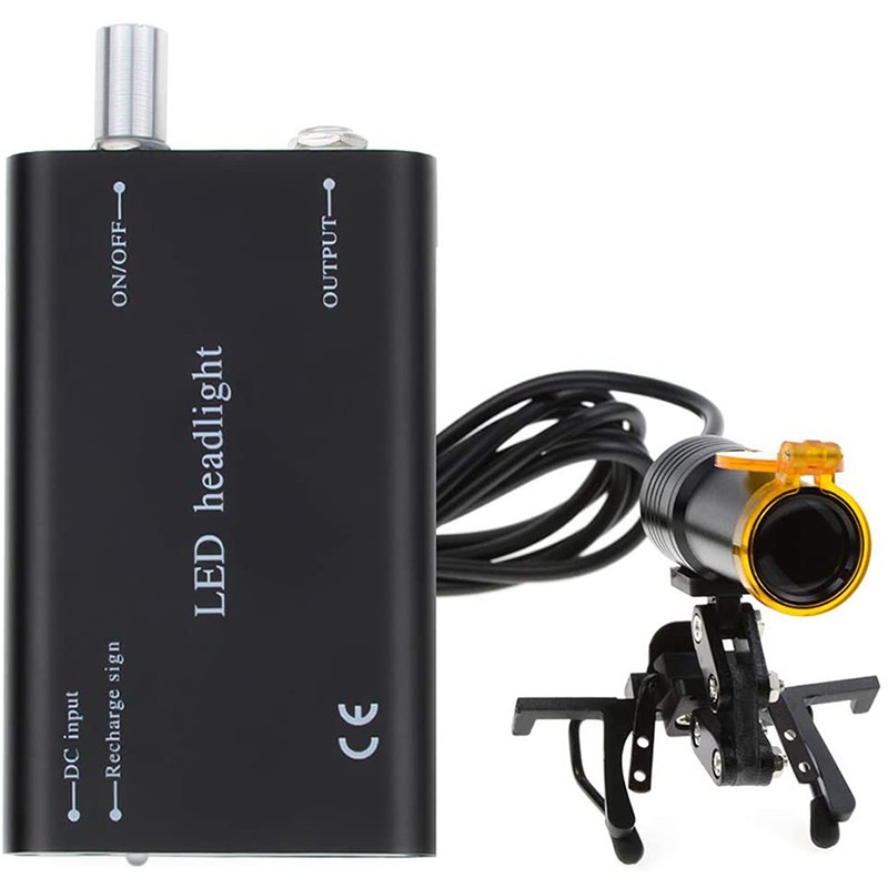 5W Dental Metal Clip-on LED Headlight High Power Lamp + Light Shield + Battery