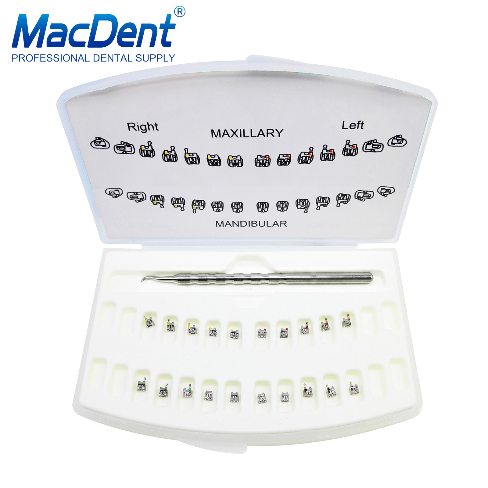 MacDent Dental Orthodontic Brackets Self-ligating Braces 022 Roth/MBT 345/3Hooks