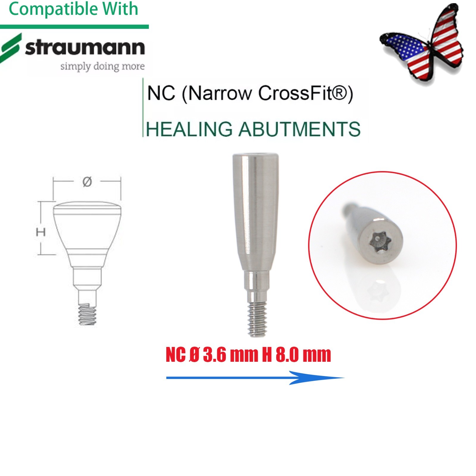 US Straumann ITI Bone Level Healing Abutment & Closure Screw Cap CrossFit BL/BLT