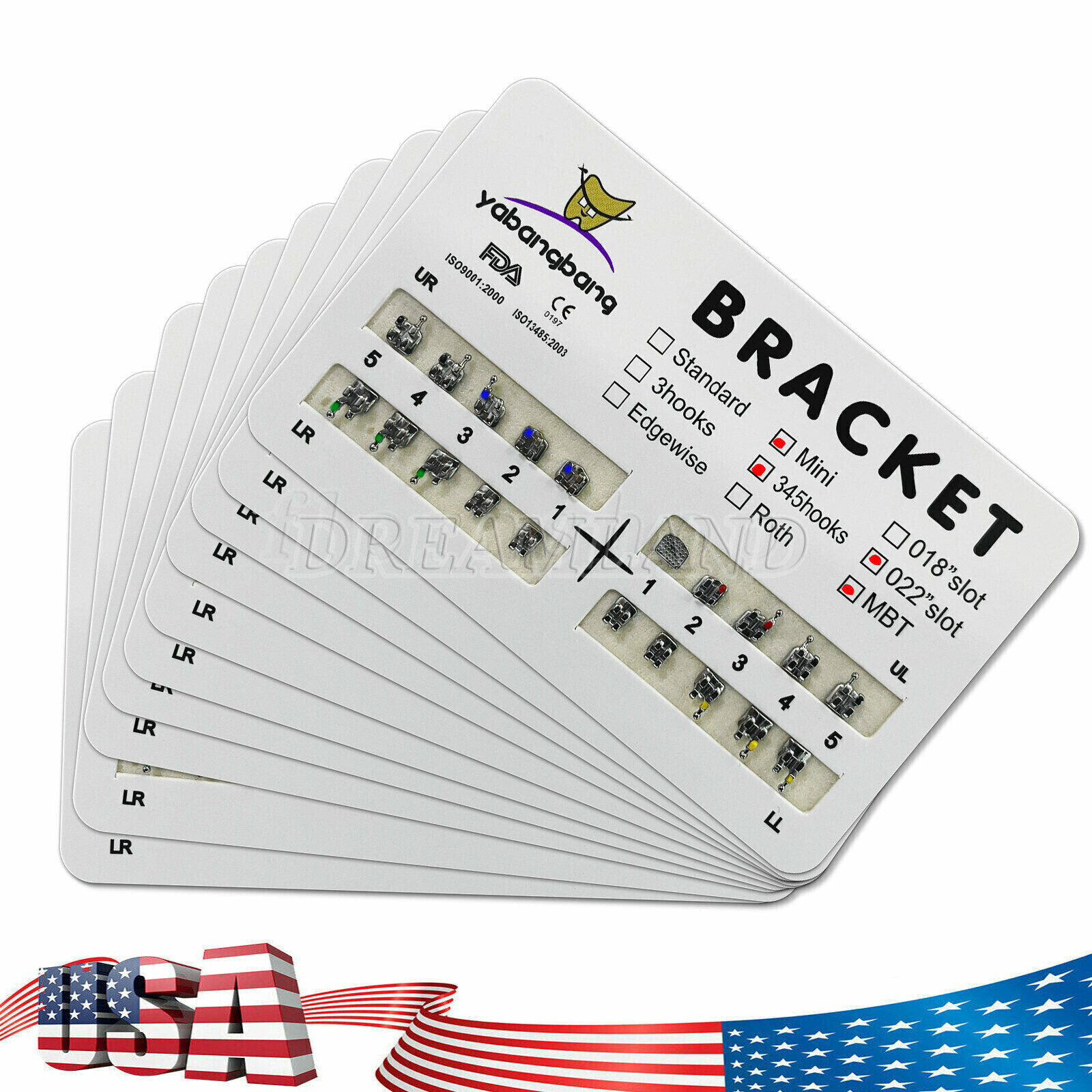 10 Packs Dental Orthodontic Brackets Braces Mini Roth MBT Slot.022 3-4-5 Hooks B