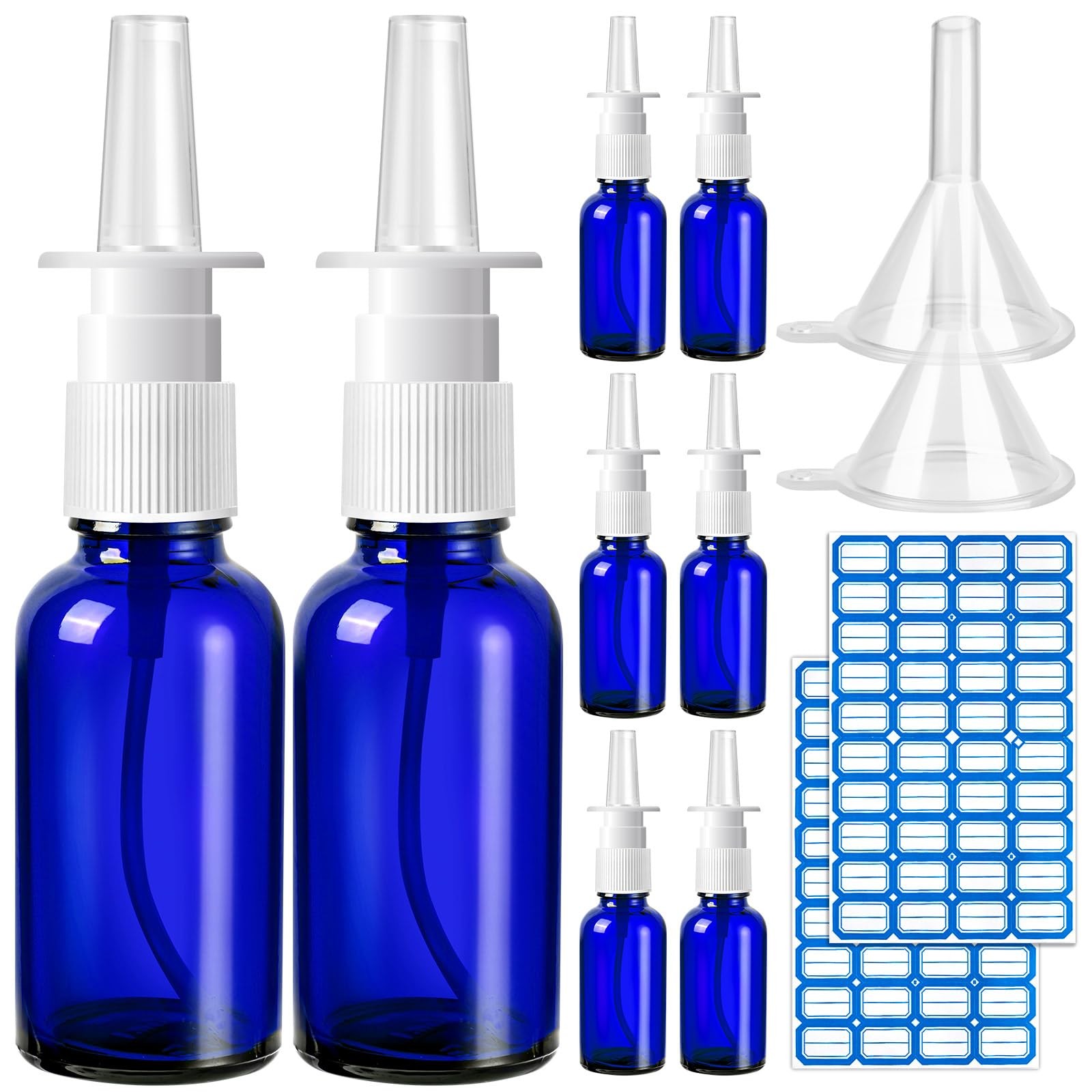 ZHWKMYP 10 Pcs Nasal Spray Bottle Empty, 30ML/1oz 6 Refillable Blue 10PCS