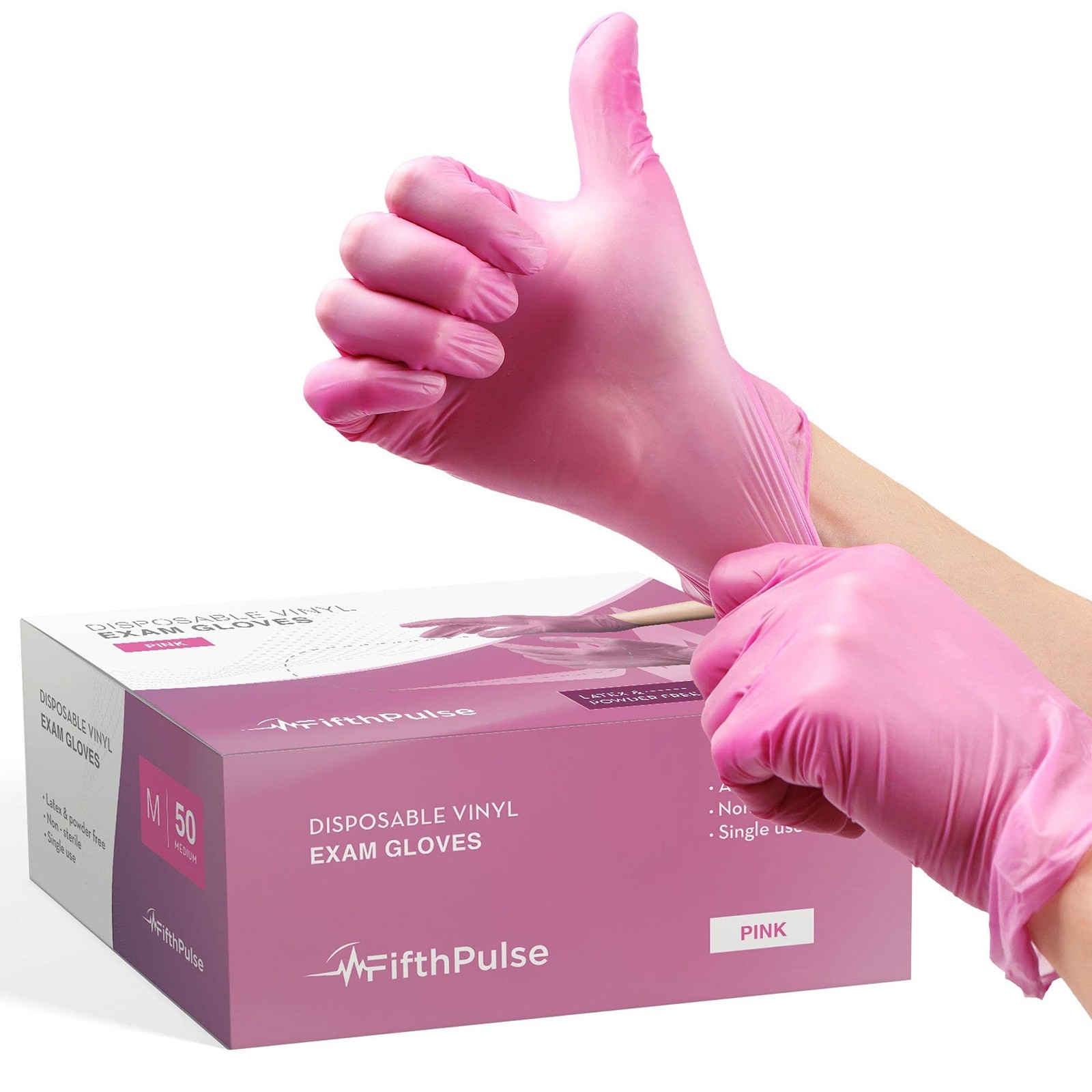 Pink Vinyl Disposable Gloves Medium 50 Pack – Latex (Pack of 50),