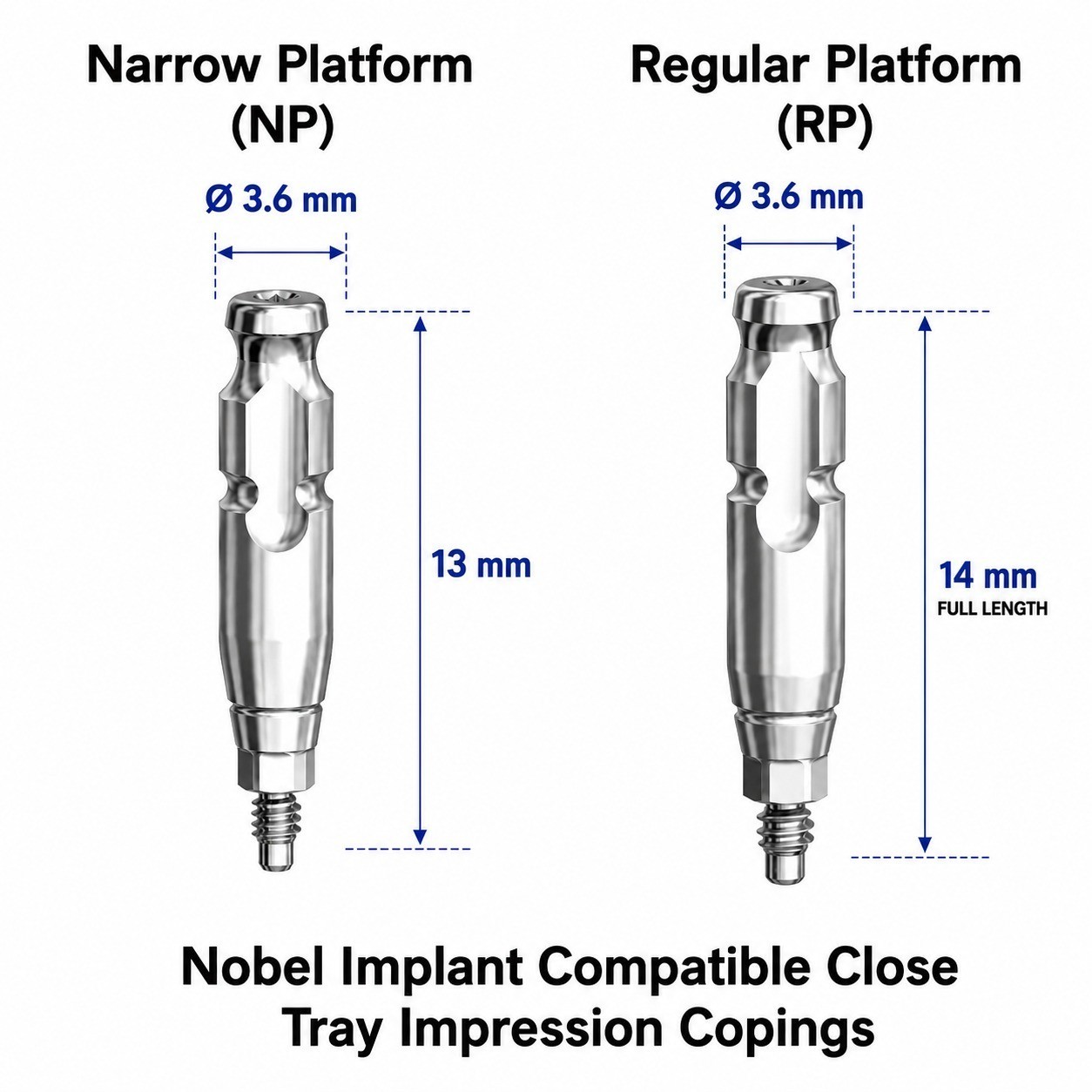 US Dental Nobel Biocare Open/Closed Tray Impression Coping/Analog/Scanbody NP RP