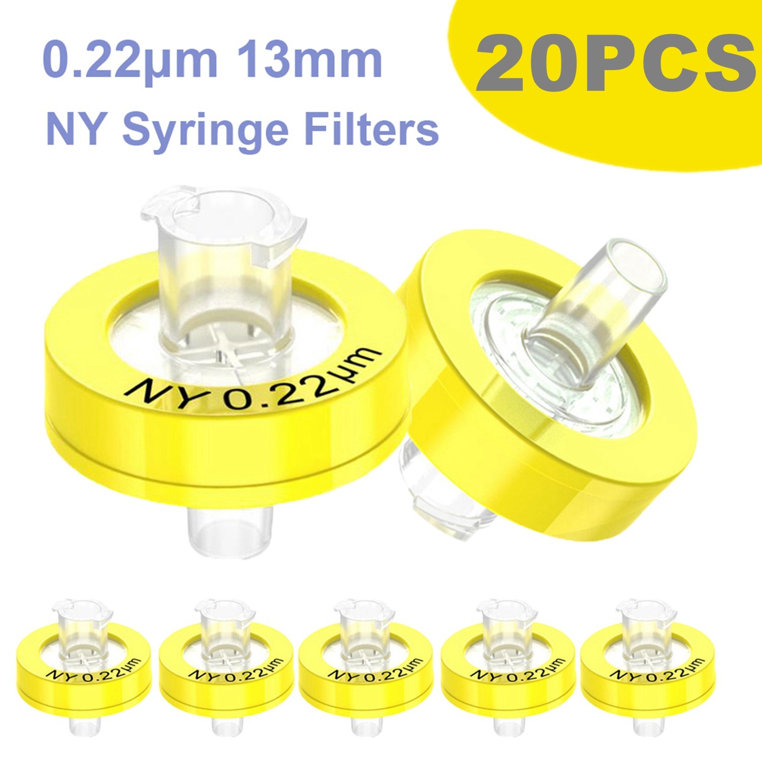 20pcs Nylon HPLC Syringe Filter 13mm 0.22μm Pore Size NY Membrane Non-Sterile GC