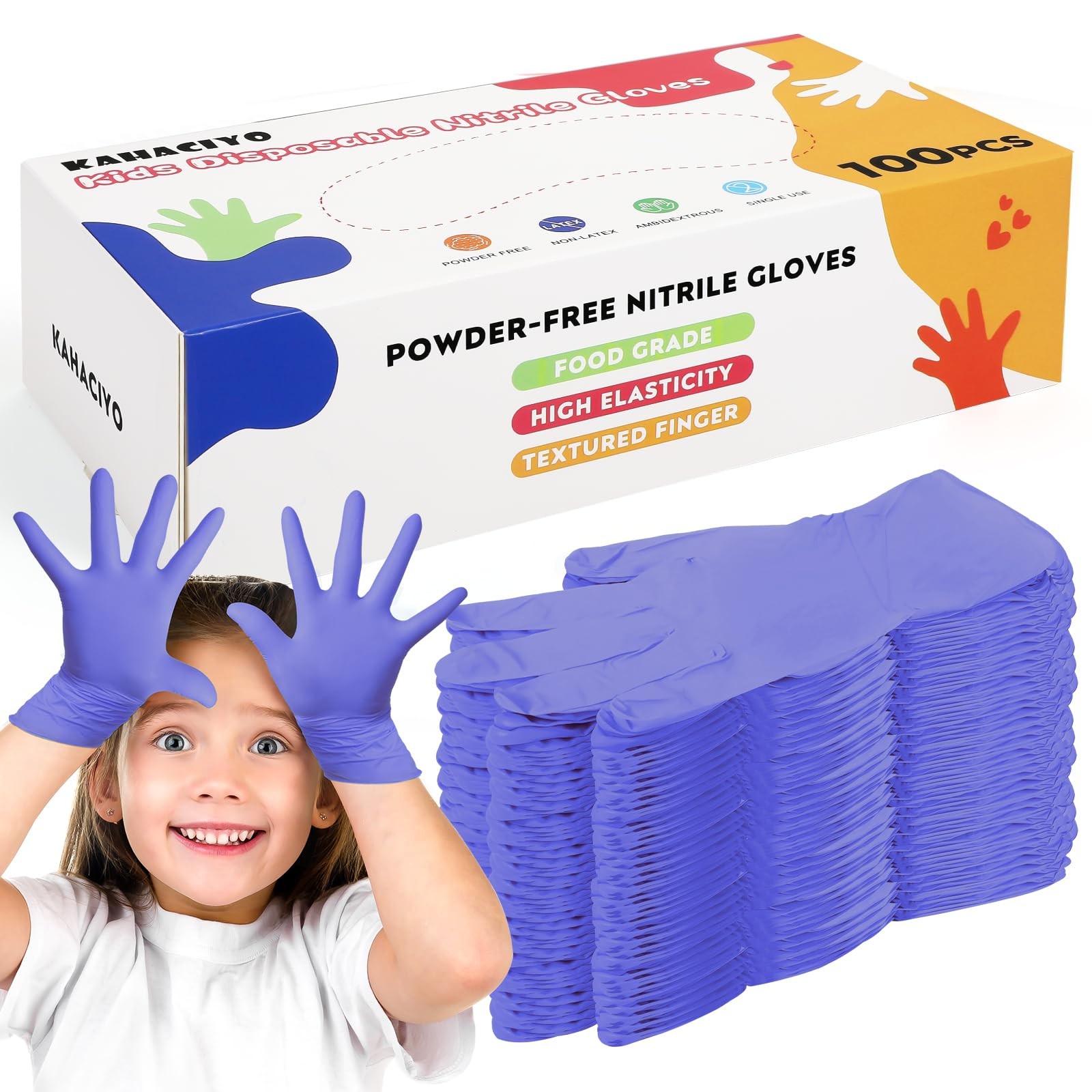 KAHACIYO Kids Nitrile Gloves, Disposable Nitrile Gloves for 4-10 Years – Late…
