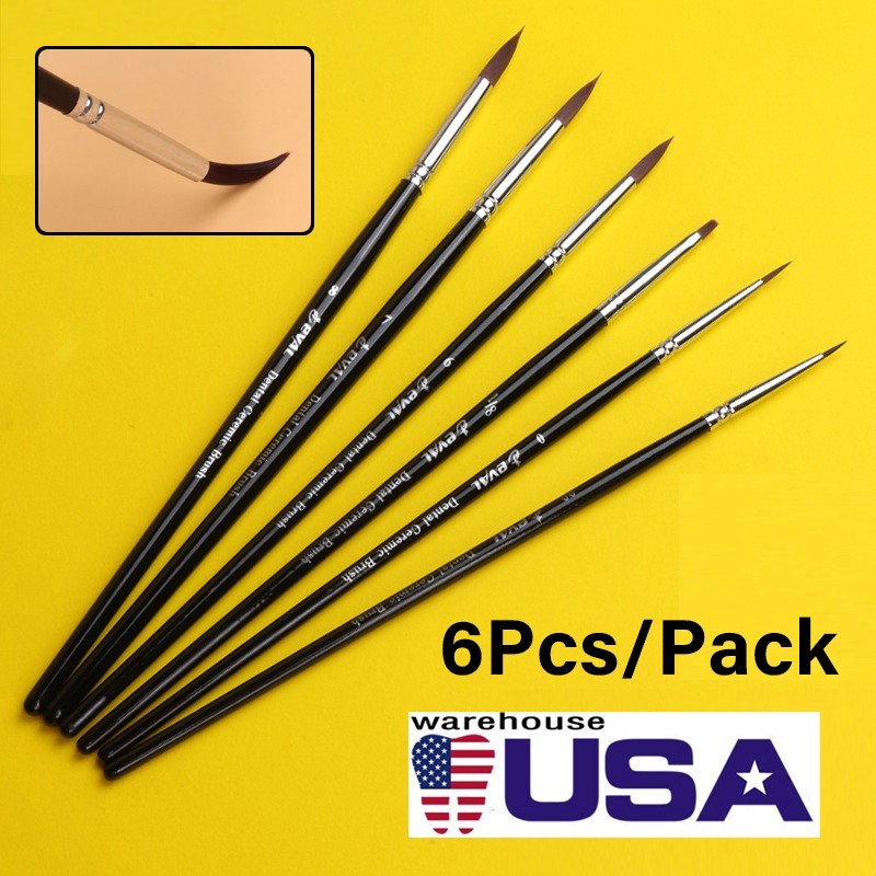 6Pcs Dental Porcelain Brush Pen For Adhesive Composite Shaping Line DIY Drawing