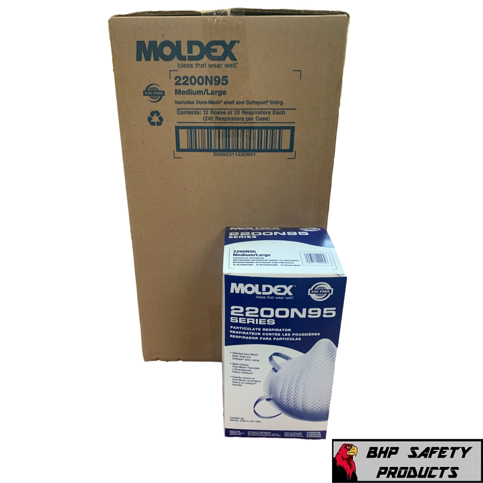 Moldex 2200 N95 Particulate Respirator Medium/Large, 240 Masks / Case EXP 1/2030