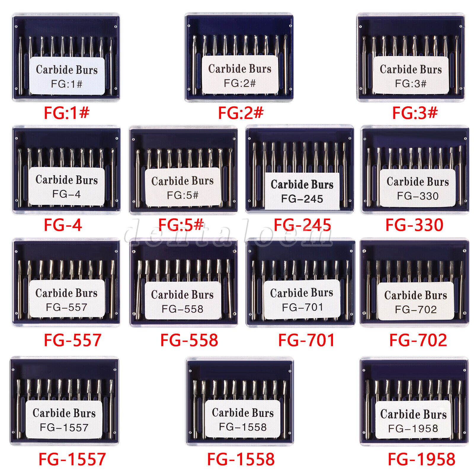 FG Round Dental Burs, 19mm (Pack of 10-100), Carbide for High Speed Handpiece