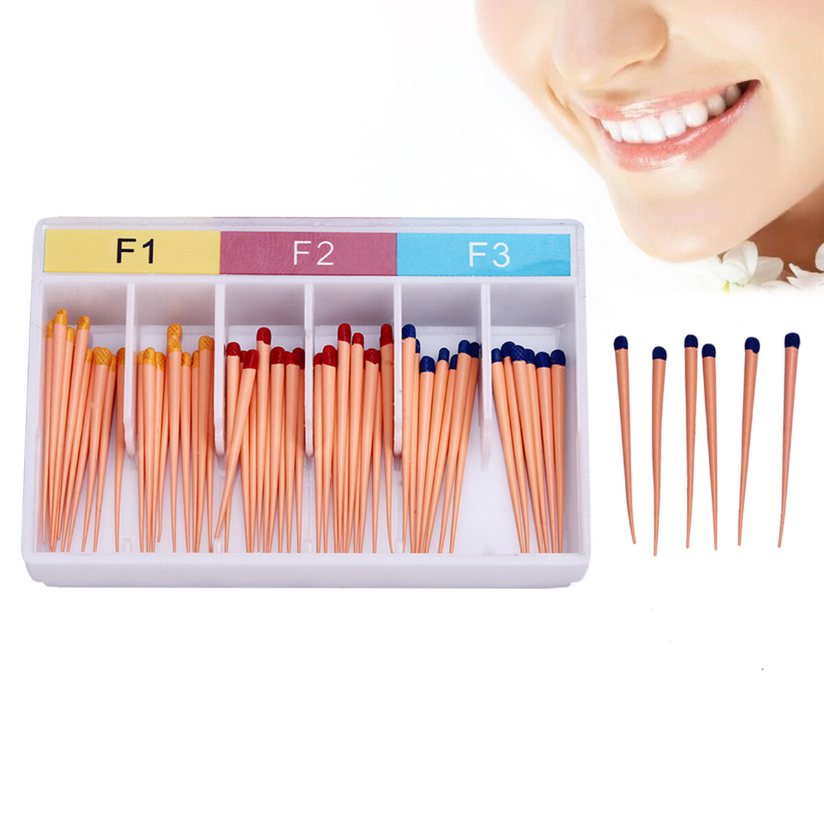 AZDENT Dental Endo Root Canal Obturating Gutta Percha Points Taper F1 F2 F3