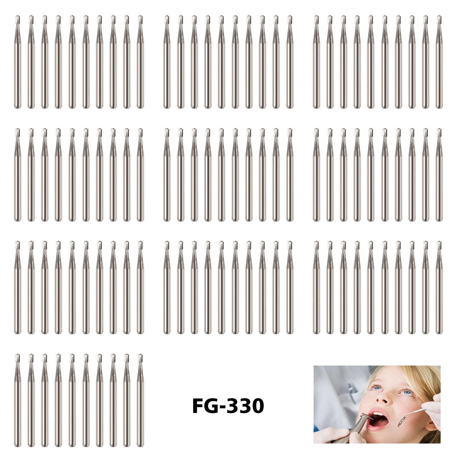 Dental Midwest FG #330 Shank Pear Shaped Carbide Burs 100/Pk