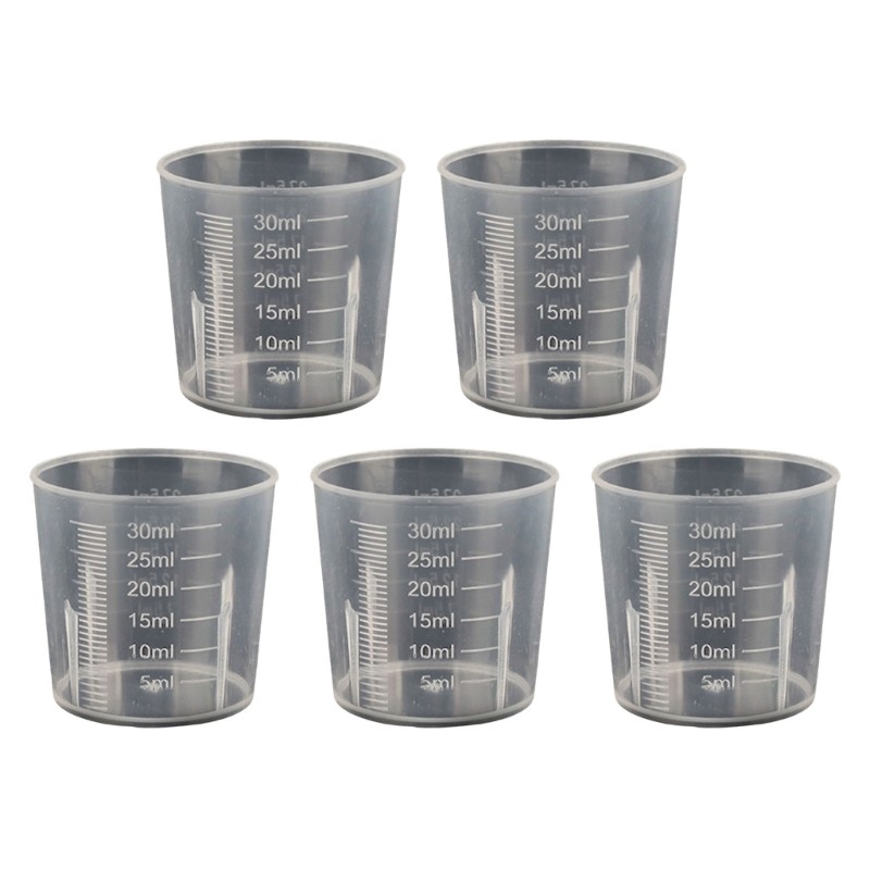 5Pcs Small Plastic Measuring Cups 10-100ml Transparent Liquid Kitchen Lab Tools
