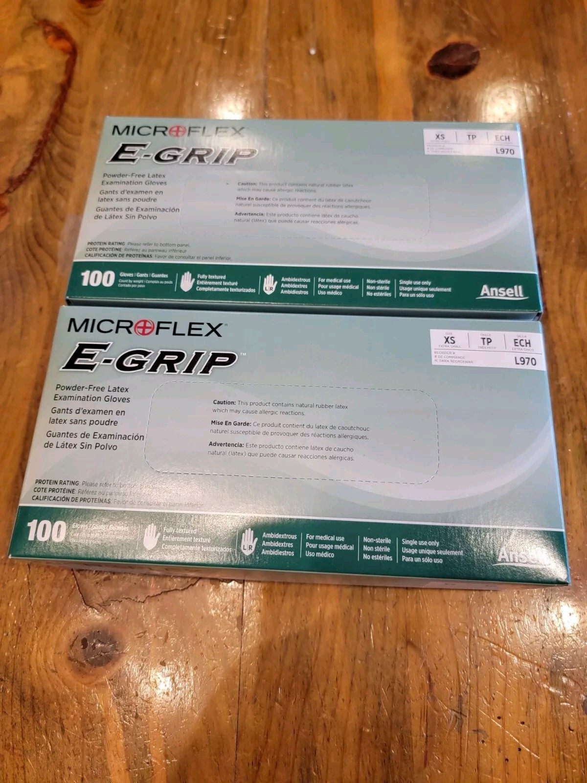 Microflex L970 E-Grip L97 Natural Latex Gloves, X-Small 2pk