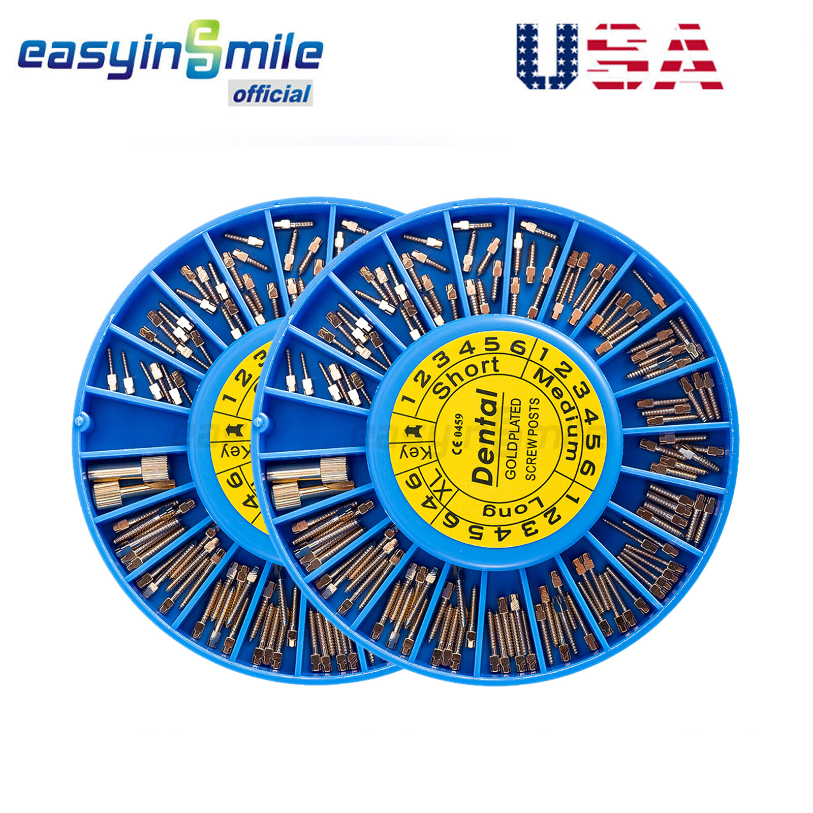 2kits Dental Screw Post Conical Stainless /gold Plated S – Xl Root Canal Pins