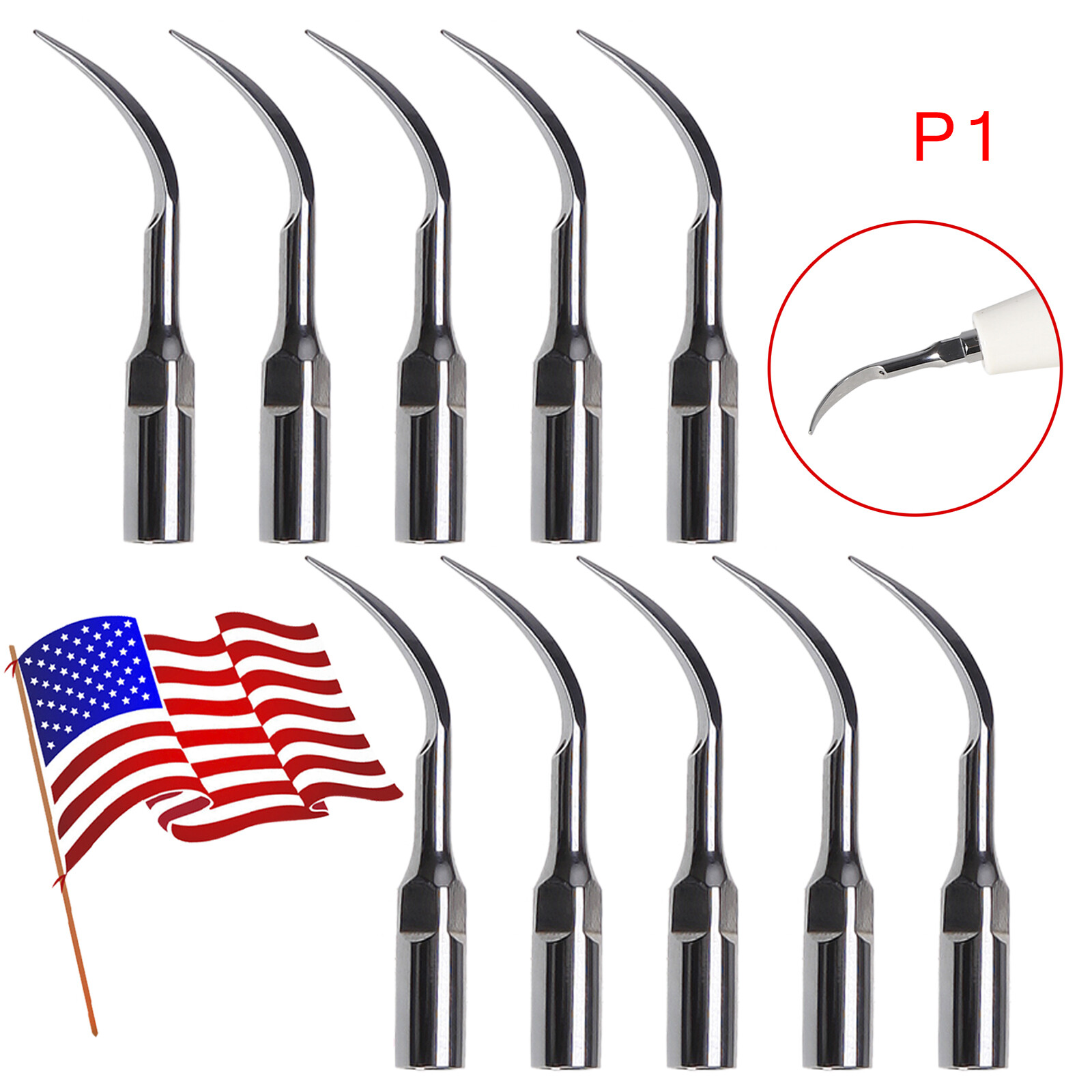 5-20*Dental Ultrasonic Piezo Scaler Perio Tips P1 F/ EMS Woodpecker Handpiece st