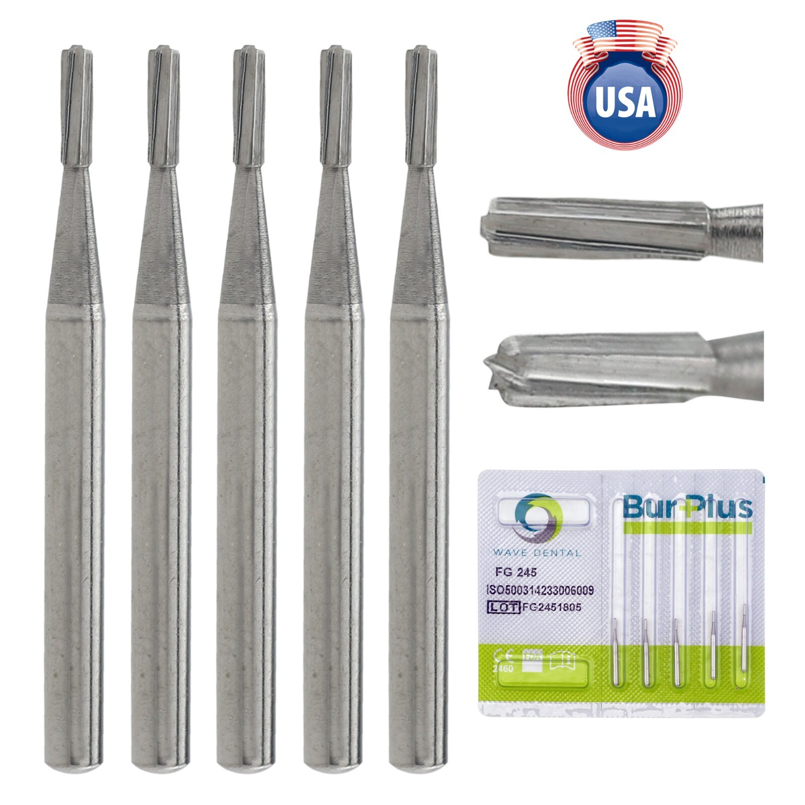 Wave Dental Carbide Burs FG245 Friction Grip For High Speed Handpiece 19mm PRIMA