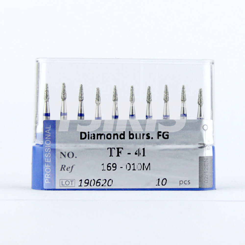 10pcs Dental Diamond Burs FG Flat End Cone/Taper Standard Grit High Speed