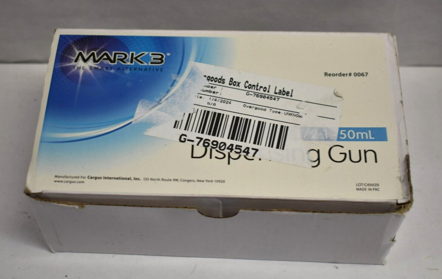 Cargus International Mark 3 Dispensing Gun 1:1 MARK3 06067 50mL Tool Gray/Black