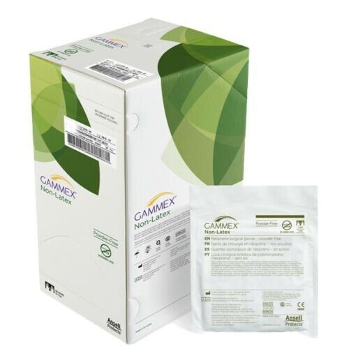 *50-Pairs* Ansell Gammex Non-Latex Powder-Free Disposable Size-8 Gloves 8516