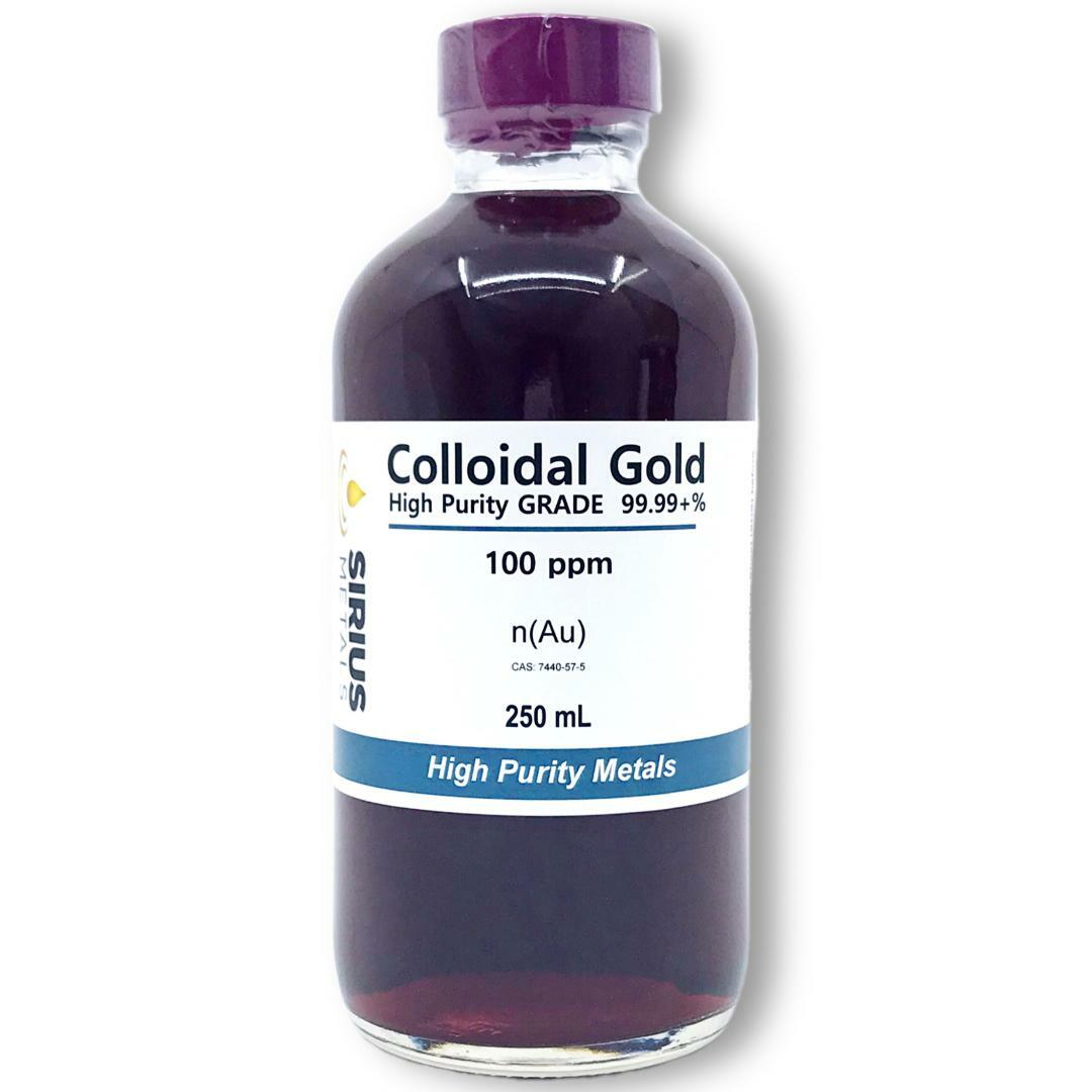 True Colloidal Gold Nanoparticles (AuNPs): 100ppm – 250mL in Glass