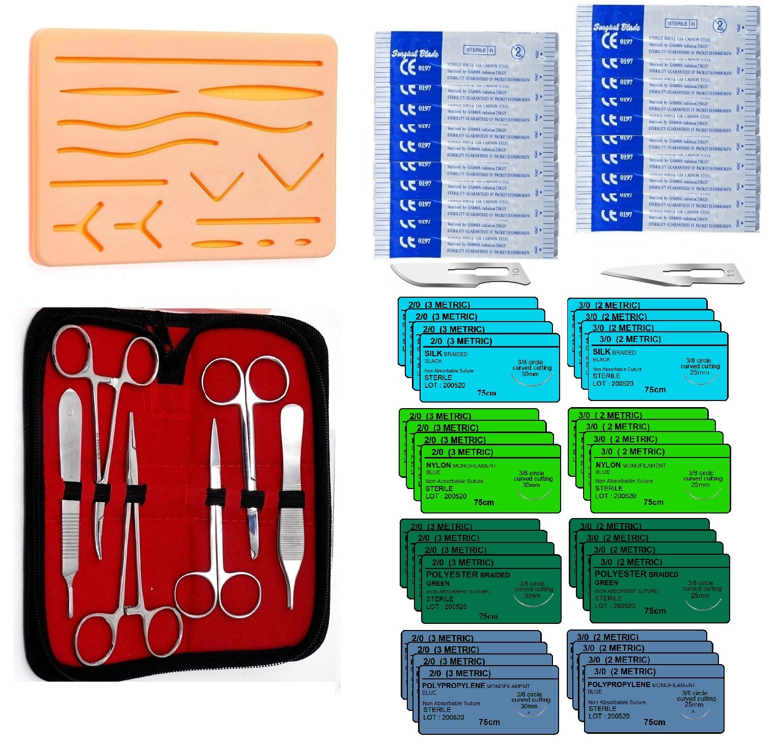 59 Piece Practice Suture Kit for Medical and Veterinary Student Training