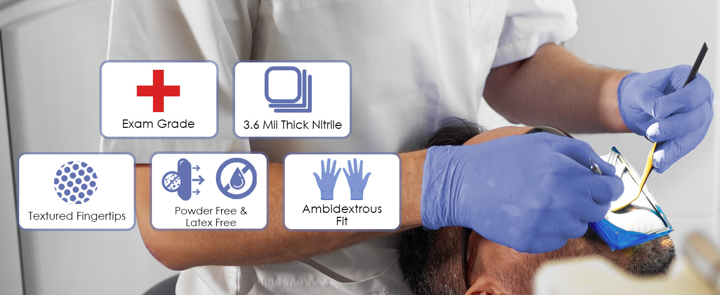 Innovative Haus Medical Grade Indigo Nitrile Exam Gloves – 100% Latex Free