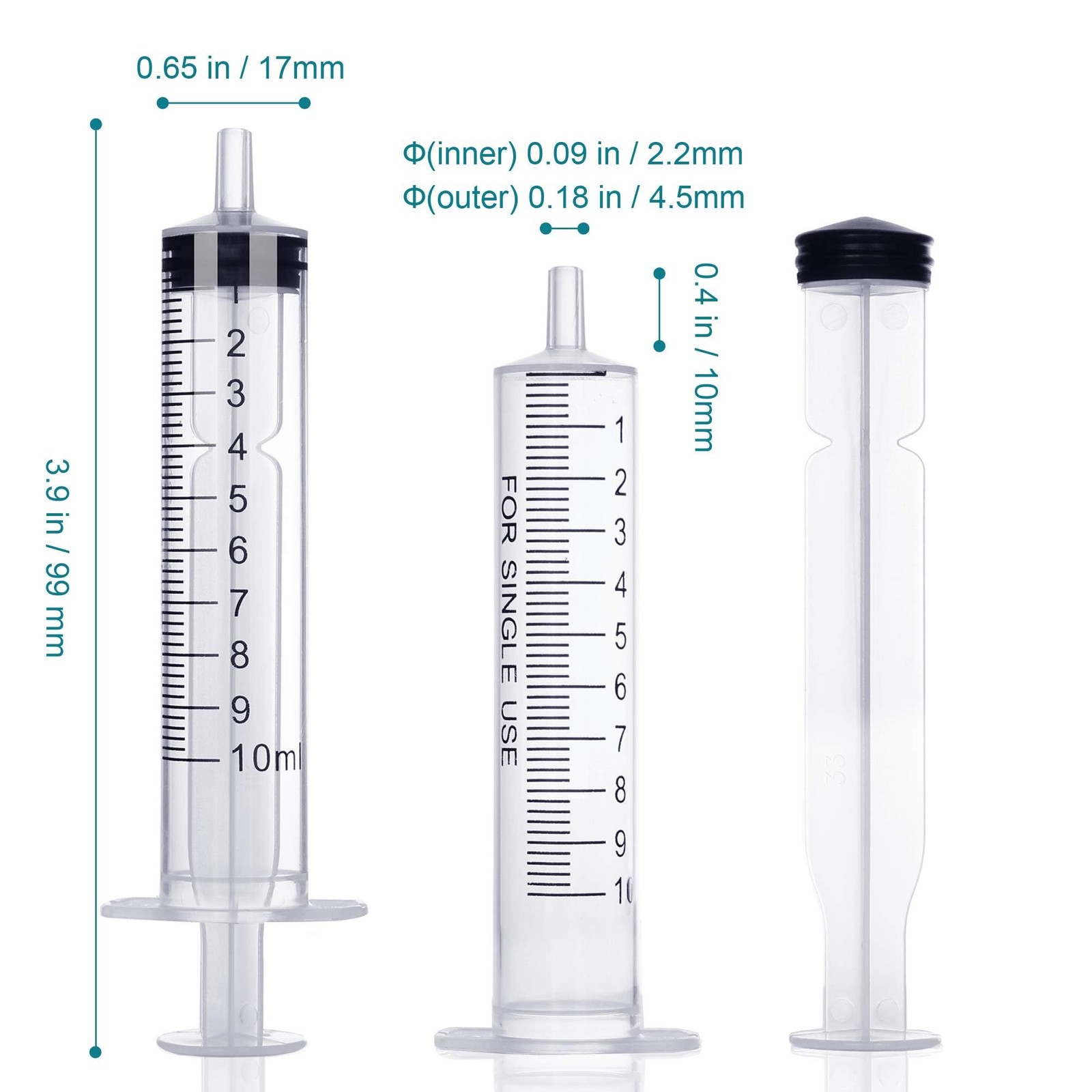 10ml Syringe Without Needle – 10 ml Small Plastic Syringes Sterile…