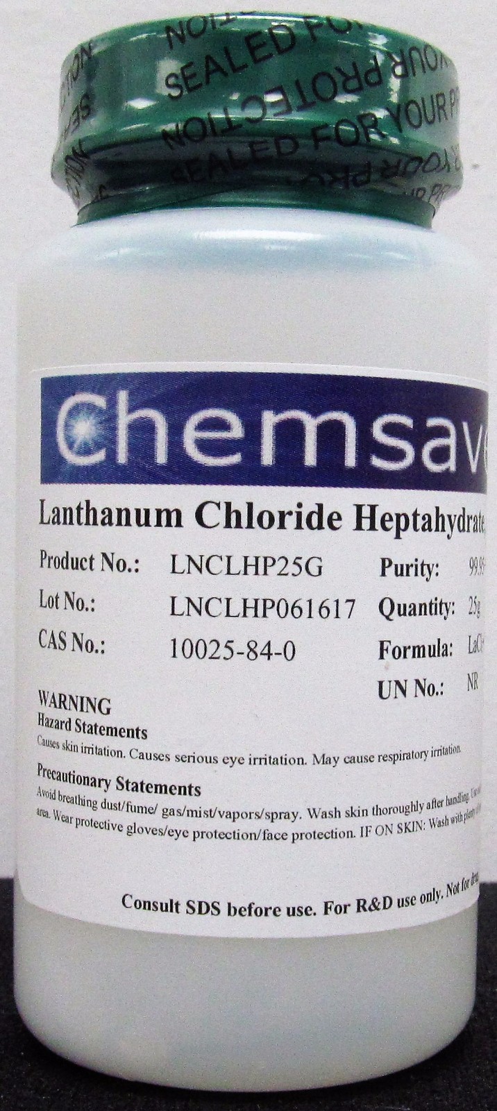 Lanthanum Chloride Heptahydrate, AR Grade, 99.95+%, 25g