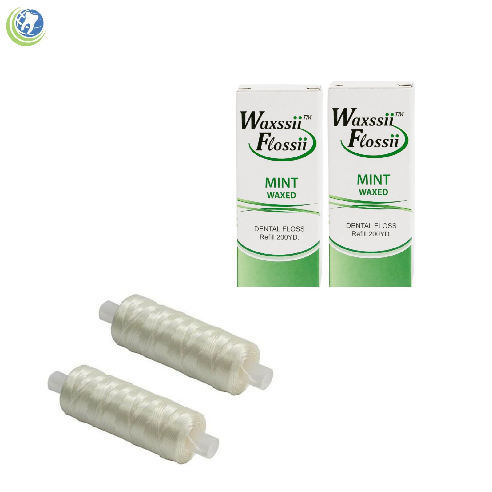 2X DENTAL FLOSS MINT FLAVOR WAXED REFILLS FOR PROFESSIONAL DISPENSER 200 YD/EACH