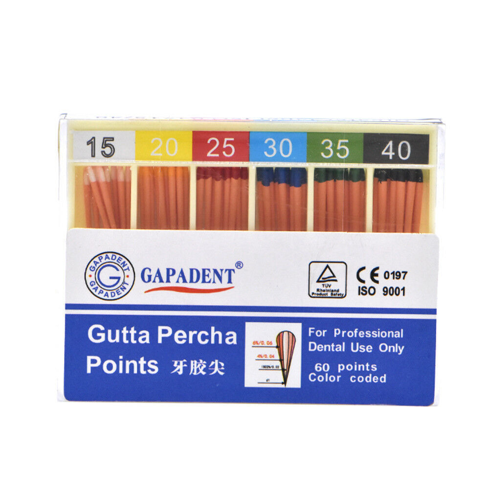 60 Pcs/Pack Dental Root Canal Gutta Percha Points Taper 0.04 15#-45# All Sizes