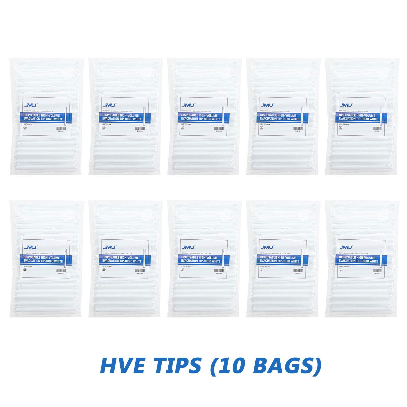 1000/Case JMU Dental HVE Tips High-Volume Evacuation Suction Tips Rigid White