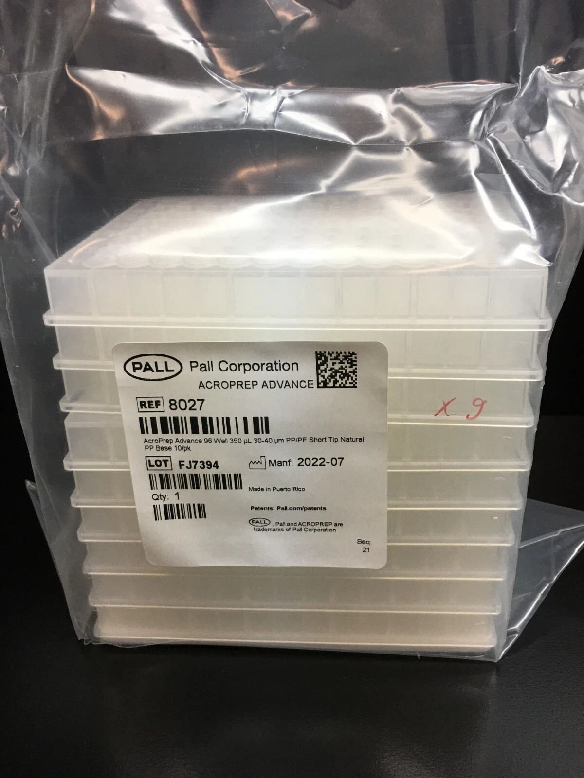 PALL REF 8027 PP 96-Well Acroprep Advance Well Filter Plates