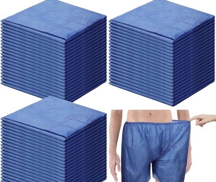 MediChoice Disposable Exam Shorts Blue XX-Large Case of 50 Elastic Waist ES3504