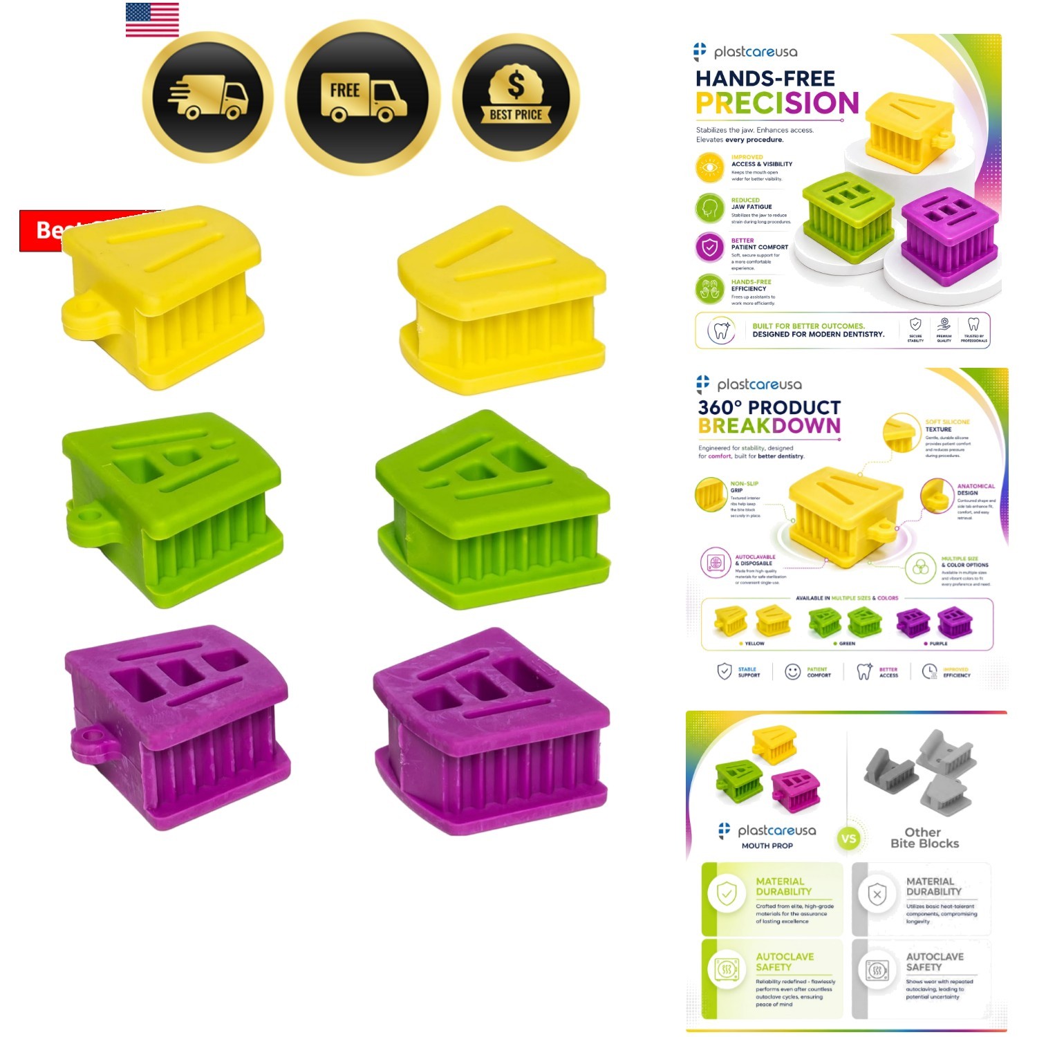 Dental Bite Blocks All Sizes – Autoclave Dental Silicone Mouth Props for Adul…