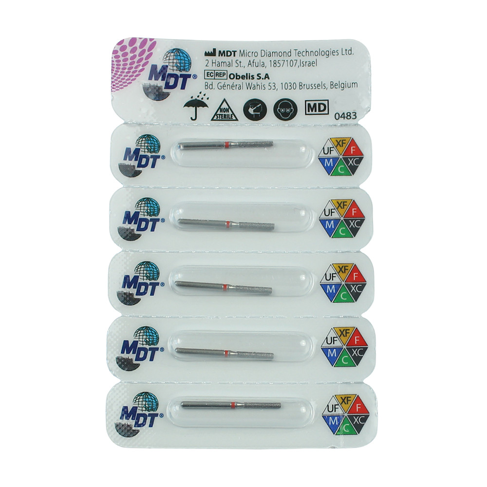 Dental MDT 158 FG Round Edge Cylinder 837KR Diamond Burs Ø1.4mmX8.0mm Stainless