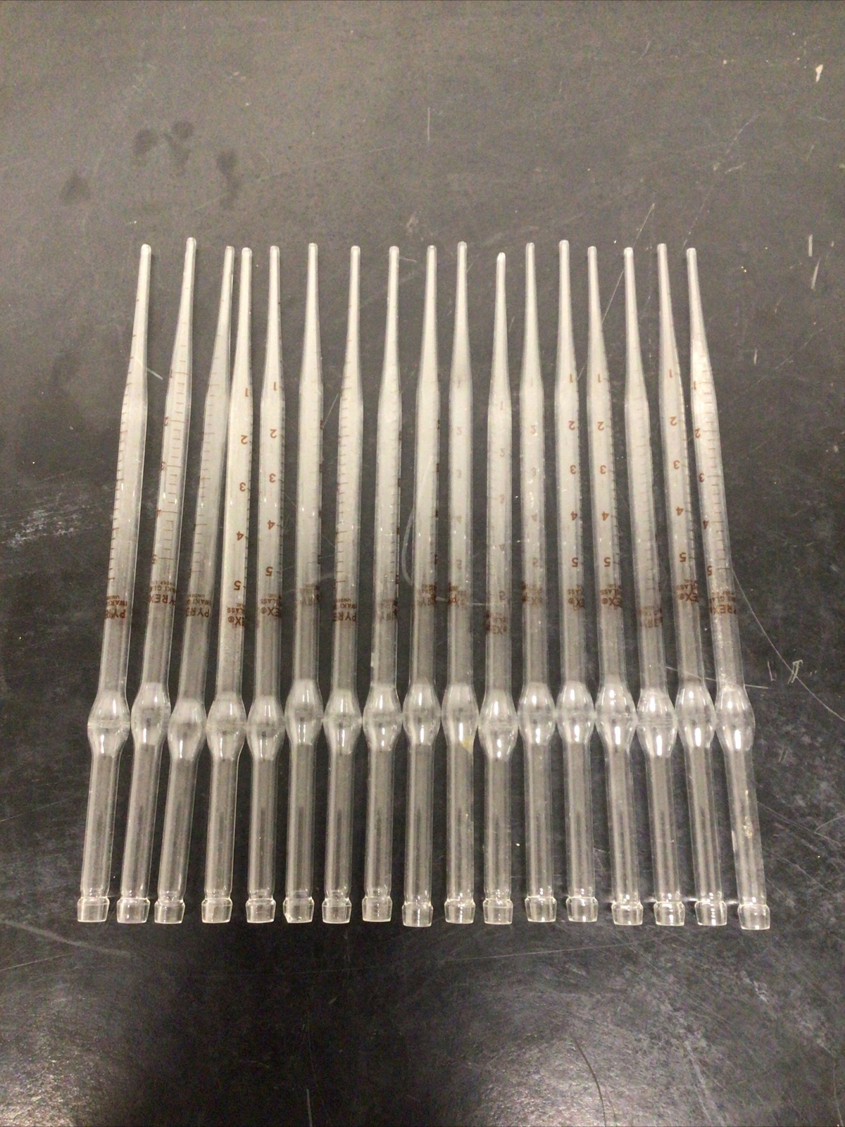 Lot Of 17 Pyrex/IWAKI Class A 5mL Glass Volumetric Pipette