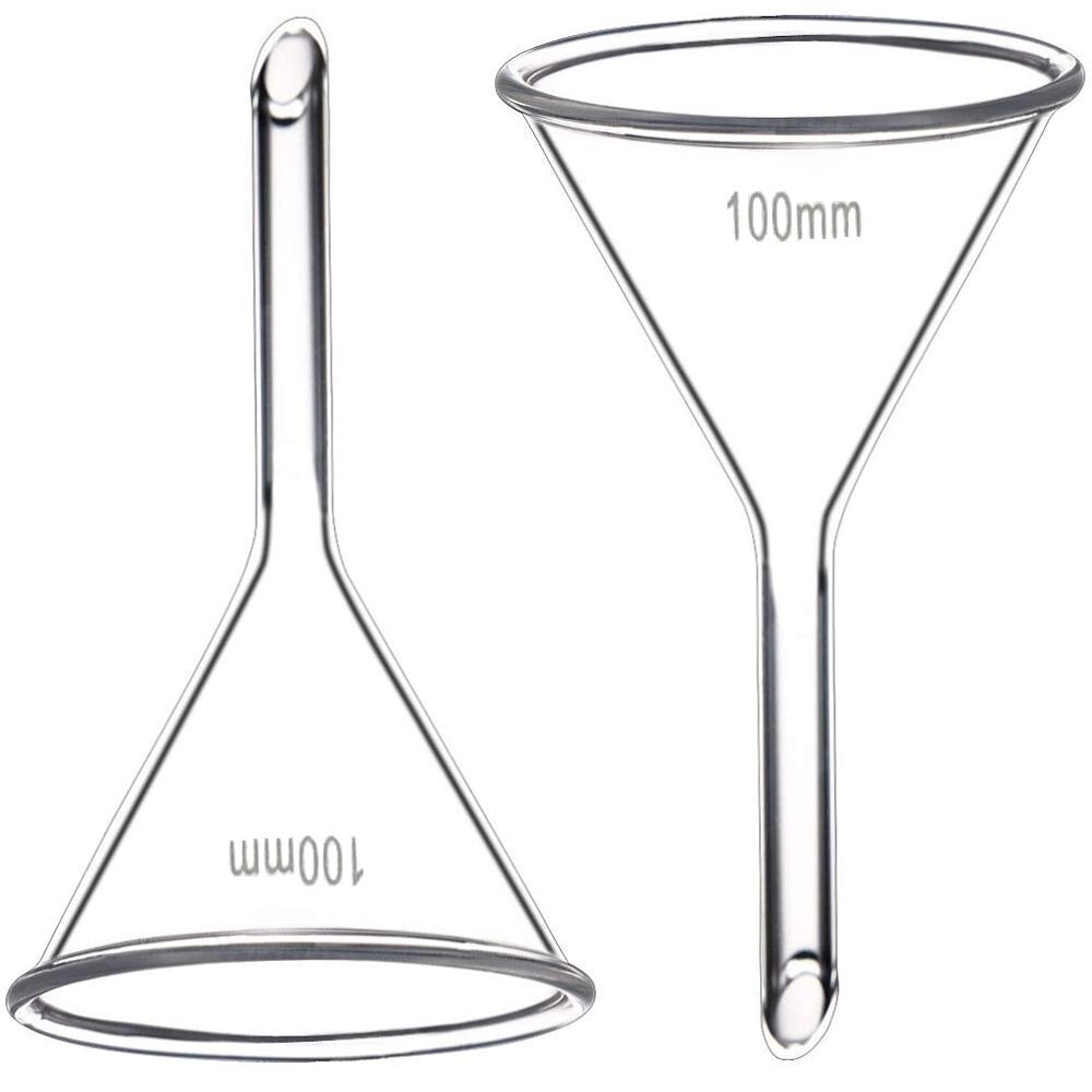 100mm Glass Funnel Short Stem Borosilicate Glass Heavy Wall KarterSci(Pack of 2)