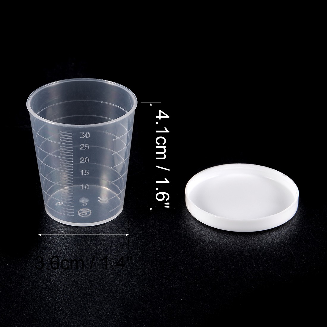 10pcs Kitchen Laboratory 30mL Plastic Graduated Measuring Cup w Cap