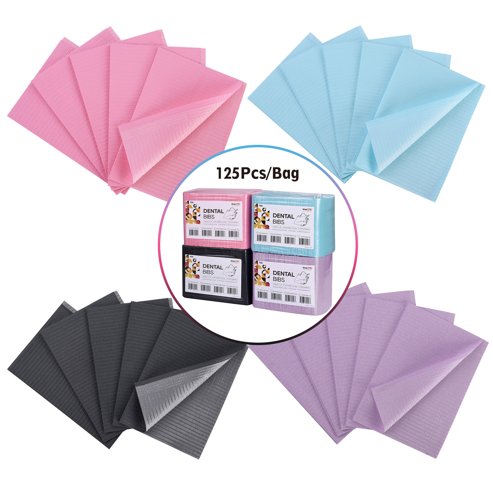 500(4 Bags)Disposable Dental Bibs,3-Ply Waterproof Medical Tattoo bibs – 13″x18″