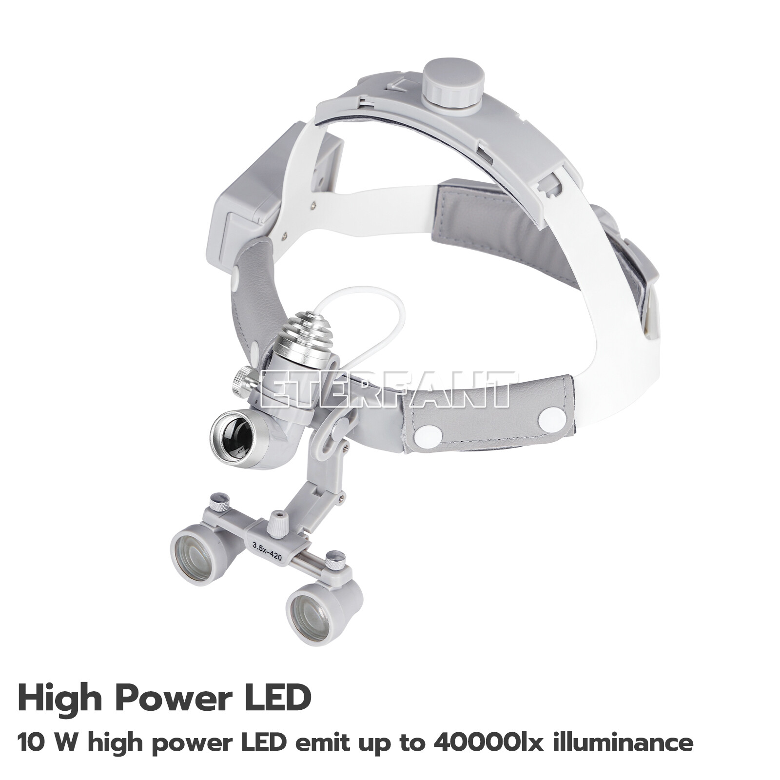 Dental Surgical Headband Binocular Loupes 3.5X-R&LED Head Light 10W Headlight