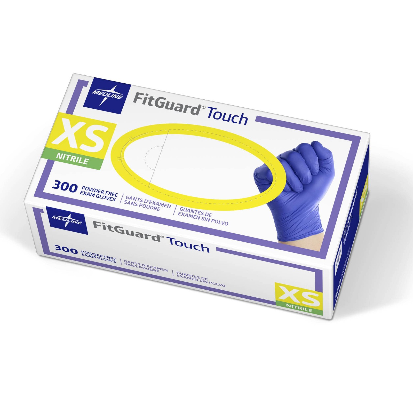 Medline FitGuard Touch Nitrile Exam Gloves, 300 Count, XSmall, Powder Free,