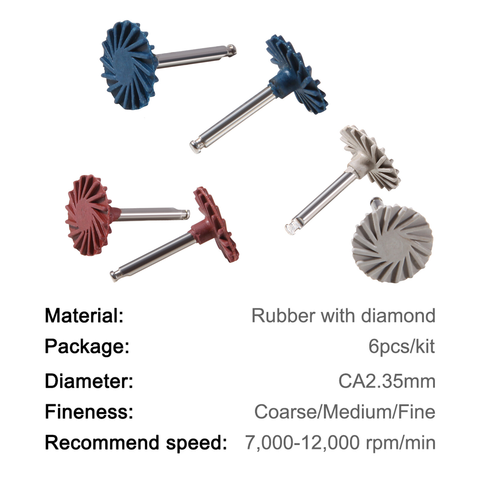 Dental Composite Polishing Kit Diamond RA Polisher Burs For Contra Angle 2.35mm