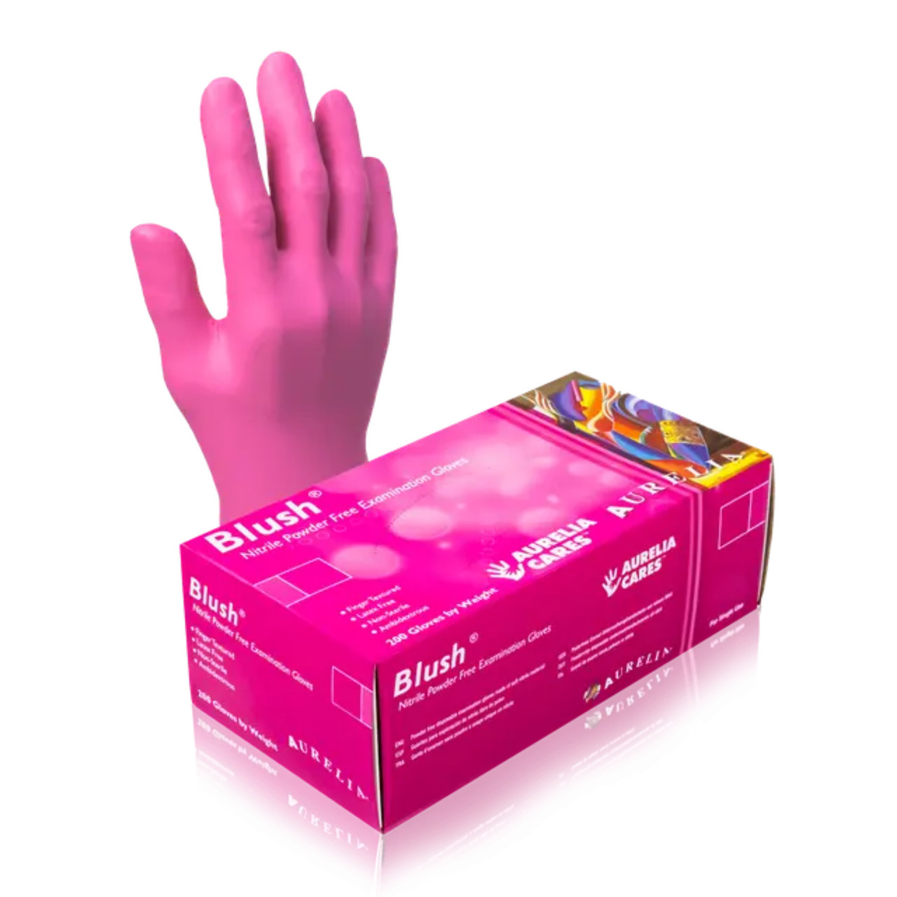 Aurelia Blush Pink Nitrile PF Gloves, 200/Box, Small
