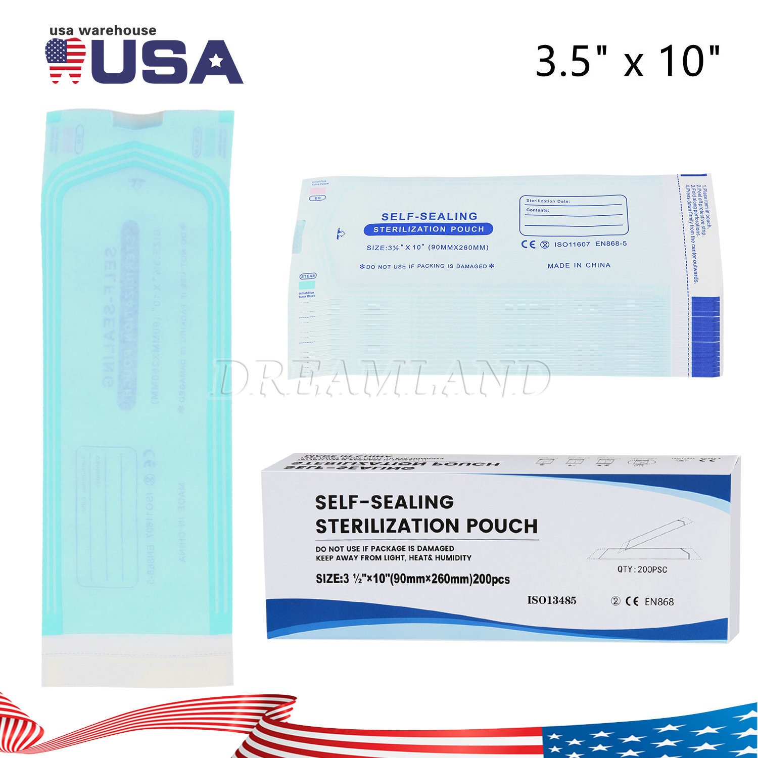 3.5×10″ Self Seal Pouch Sterilization Bag Pouches Dental