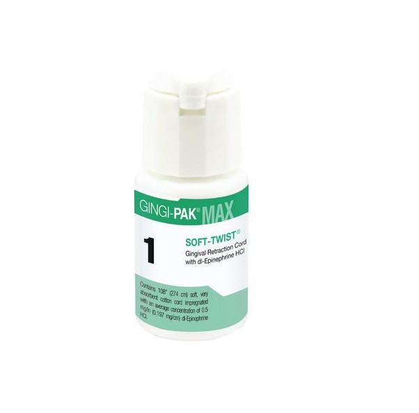 Gingi-Pak® Soft-Twist™ Medicated Retraction Cord–Epinephrine HCl, 108″ All Sizes