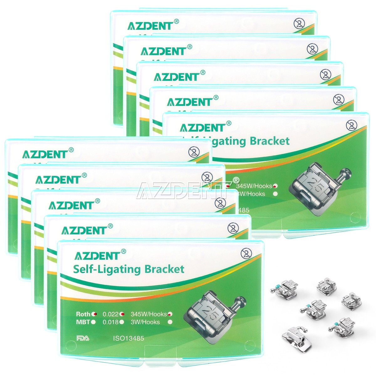 Dental Orthodontic Brackets Braces Self-Ligating Mini Roth.022 Hooks 345 USA