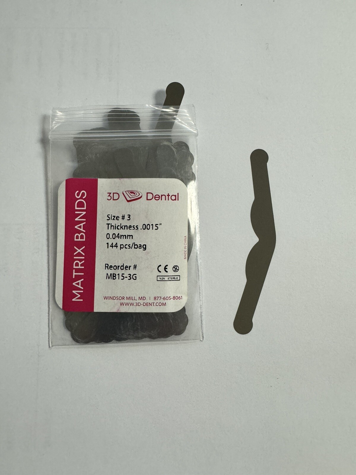 Dental Tofflemire Type Matrix Bands 144Pcs Thickness .002″ .0015″ #1 #2 #3 #13