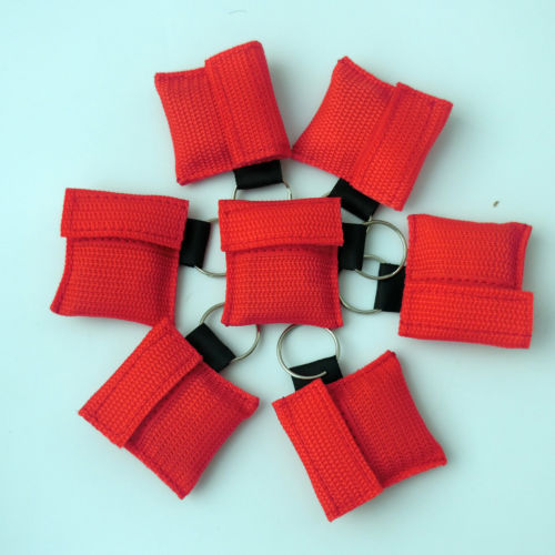 100 pcs CPR MASK WITH KEYCHAIN CPR FACE SHIELD AED FIRST AID TRAINING Red